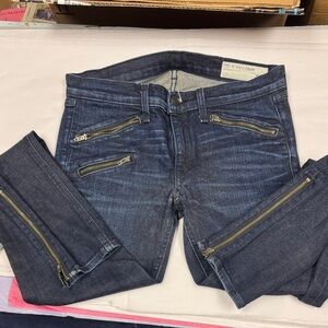 rag & bone Dark Blue Skinny Jeans with Zipper Details